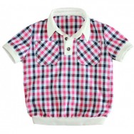 льняная рубашка-поло для мальчика с розовой клетко Москва сколько стоит, цена, фото